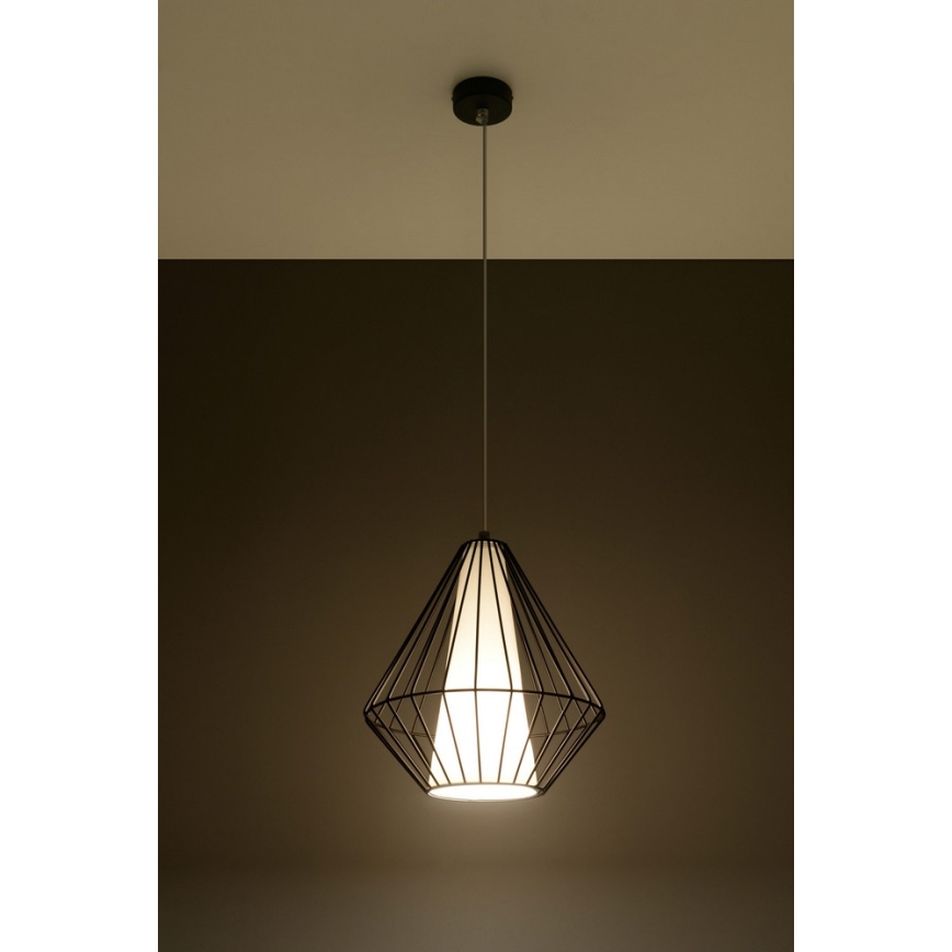 Hanglamp aan koord DEMI 1xE27/60W/230V zwart/wit