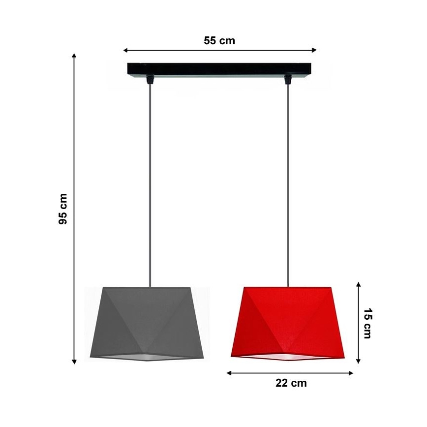 Hanglamp aan koord DIAMENT 2xE27/60W/230V grijs rood