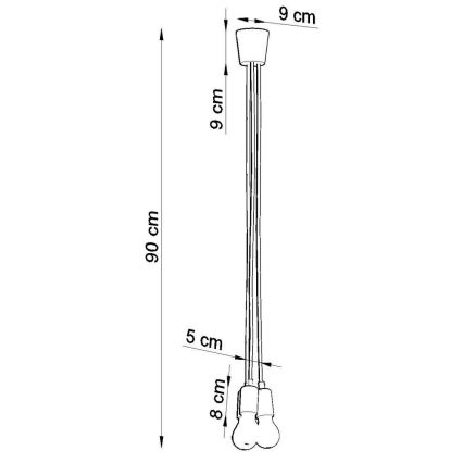 Hanglamp aan koord DIEGO 3xE27/60W/230V