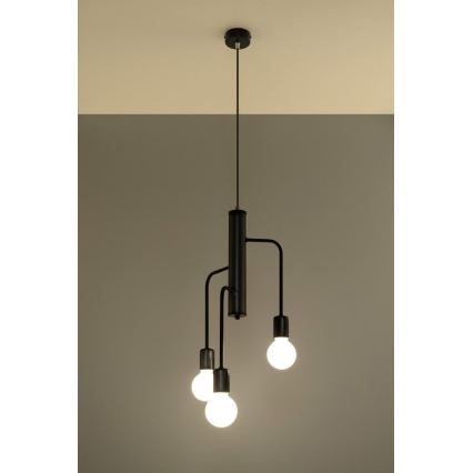 Hanglamp aan koord DUOMO 3M 3xE27/60W/230V zwart