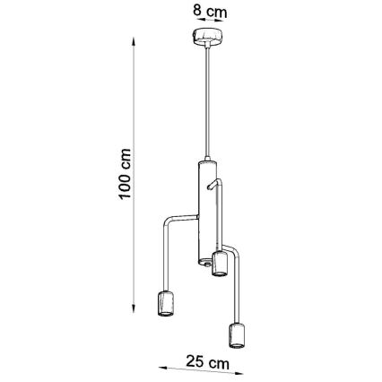 Hanglamp aan koord DUOMO 3M 3xE27/60W/230V zwart