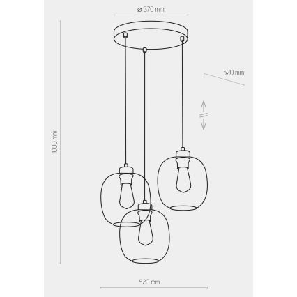 Hanglamp aan koord ELIO 3xE27/15W/230V