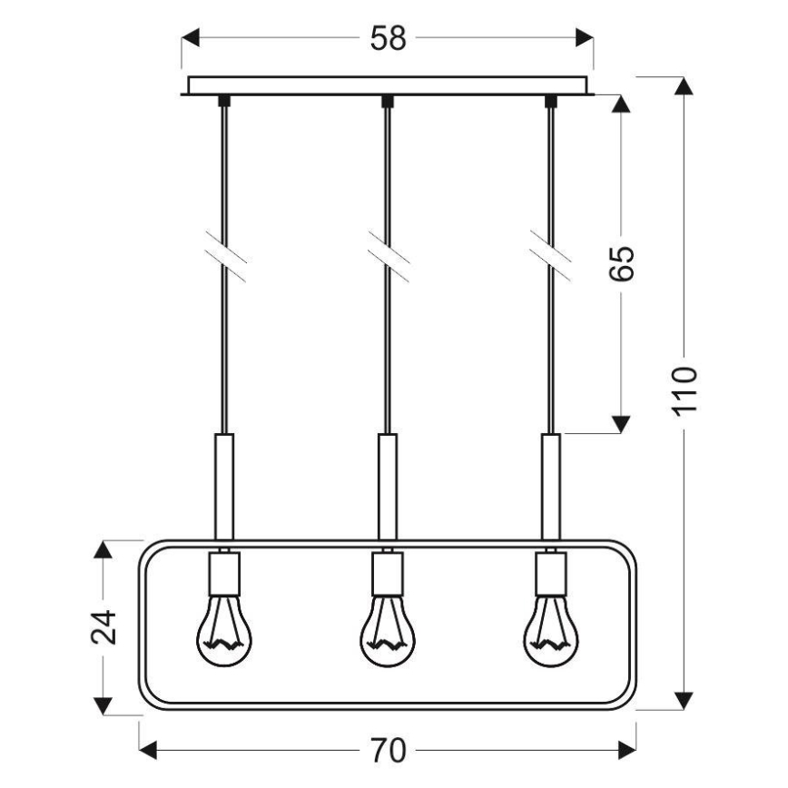 Hanglamp aan koord FRAME 3xE27/60W/230V zwart