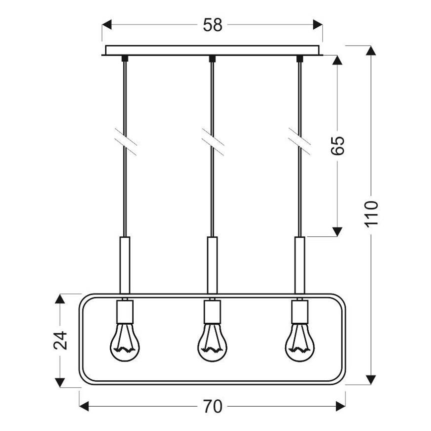 Hanglamp aan koord FRAME 3xE27/60W/230V zwart
