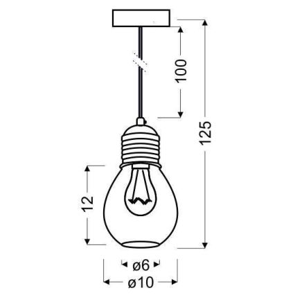 Hanglamp aan koord GLIVA 1xE27/60W/230V