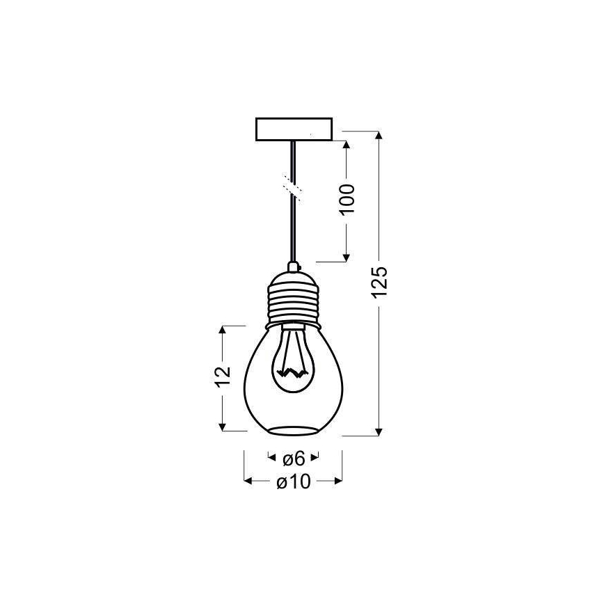 Hanglamp aan koord GLIVA 1xE27/60W/230V
