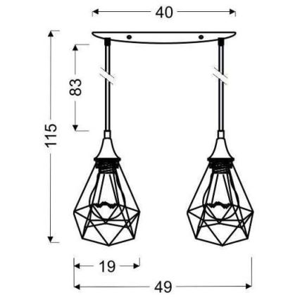 Hanglamp aan koord GRAF 2xE27/60W/230V