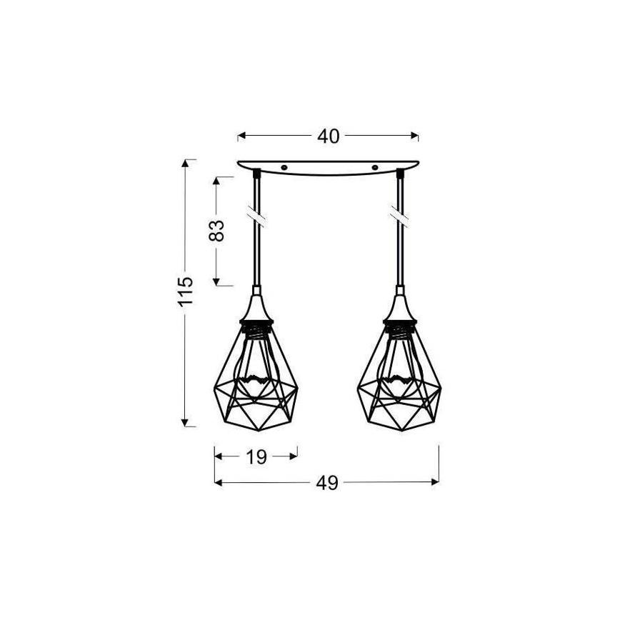 Hanglamp aan koord GRAF 2xE27/60W/230V