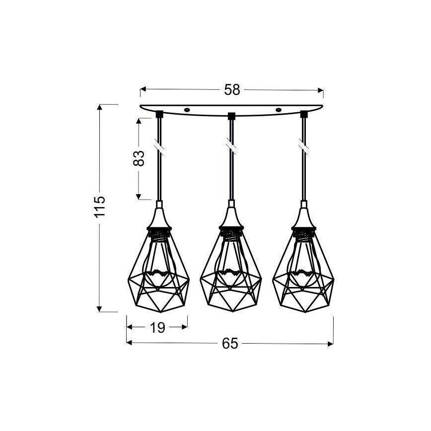 Hanglamp aan koord GRAF 3xE27/60W/230V