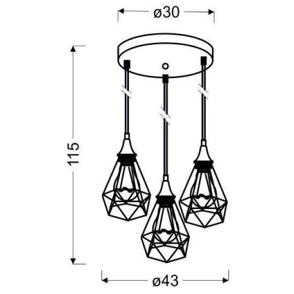 Hanglamp aan koord GRAF 3xE27/60W/230V