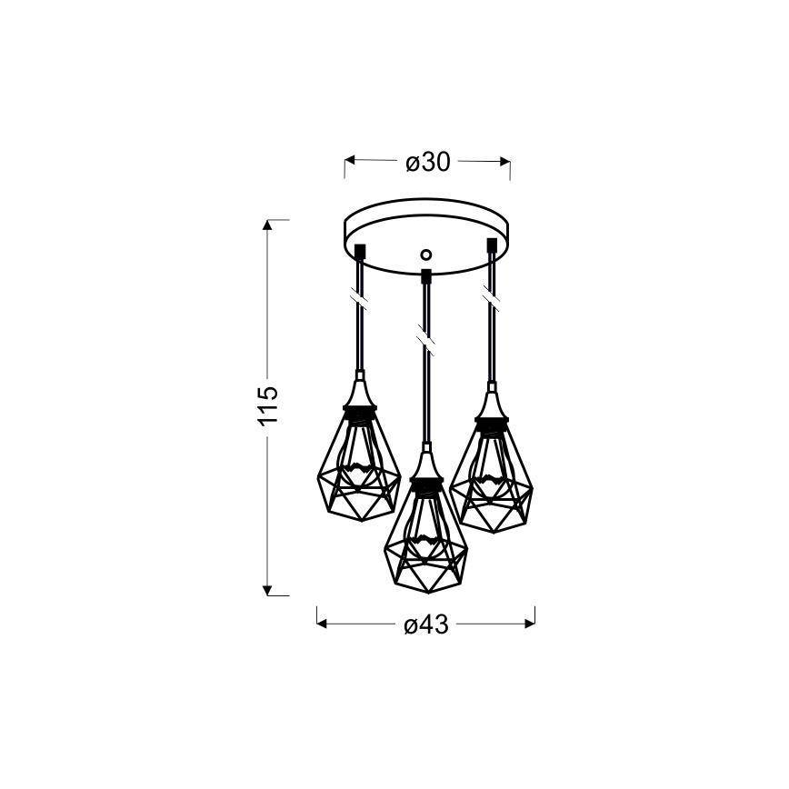 Hanglamp aan koord GRAF 3xE27/60W/230V