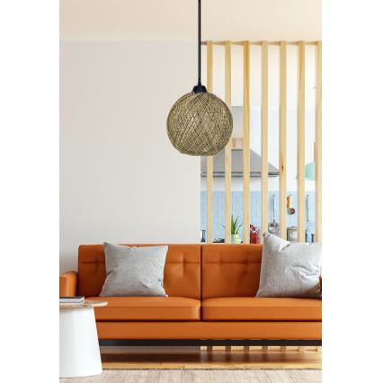 Hanglamp aan koord JUTE 1xE27/60W/230V geel