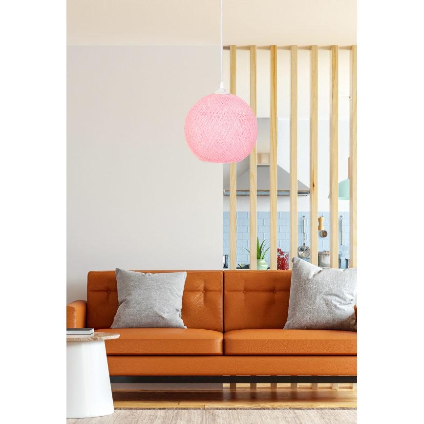 Hanglamp aan koord JUTE 1xE27/60W/230V roze