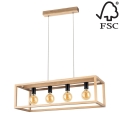 Hanglamp aan koord KAGO 4xE27/60W/230V mat eiken - FSC-gecertificeerd