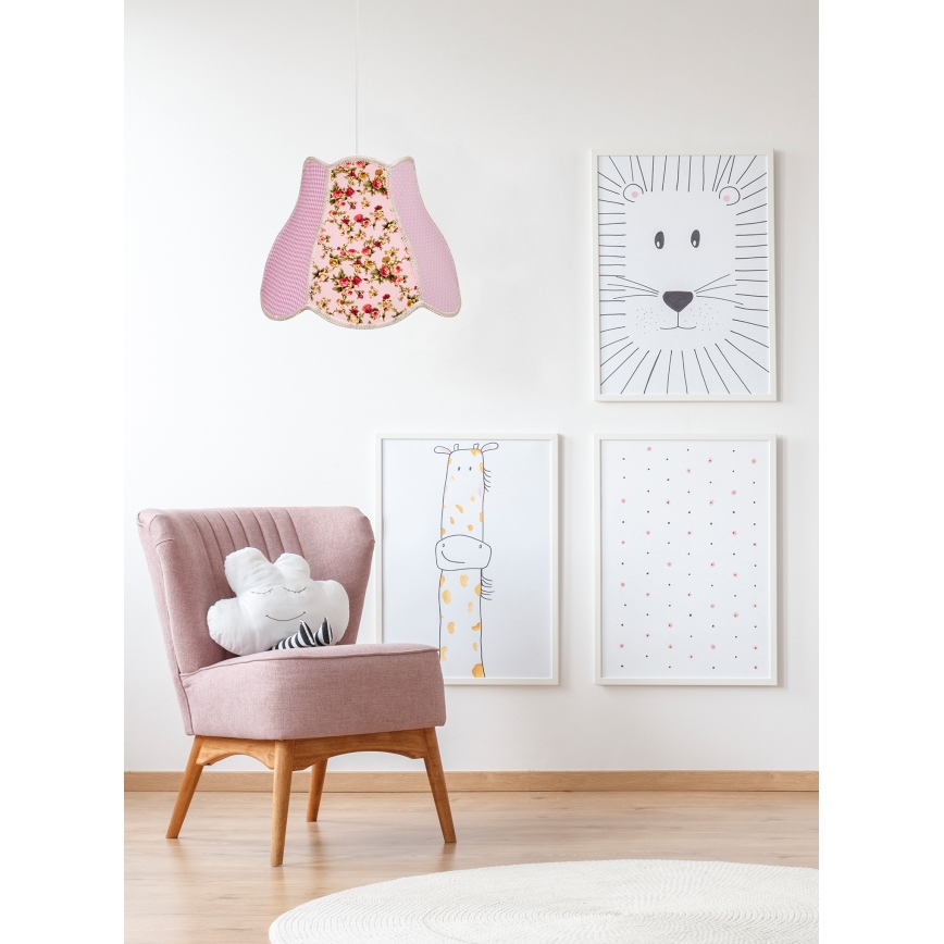 Hanglamp aan koord kinderkamer ZUZA 1xE27/60W/230V roze