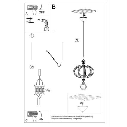 Hanglamp aan koord MANDELINO 1xE27/60W/230V