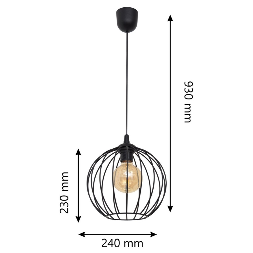 Hanglamp aan koord MERCURE 1xE27/15W/230V