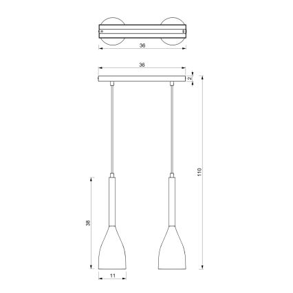 Hanglamp aan koord MUZA 2xE27/60W/230V