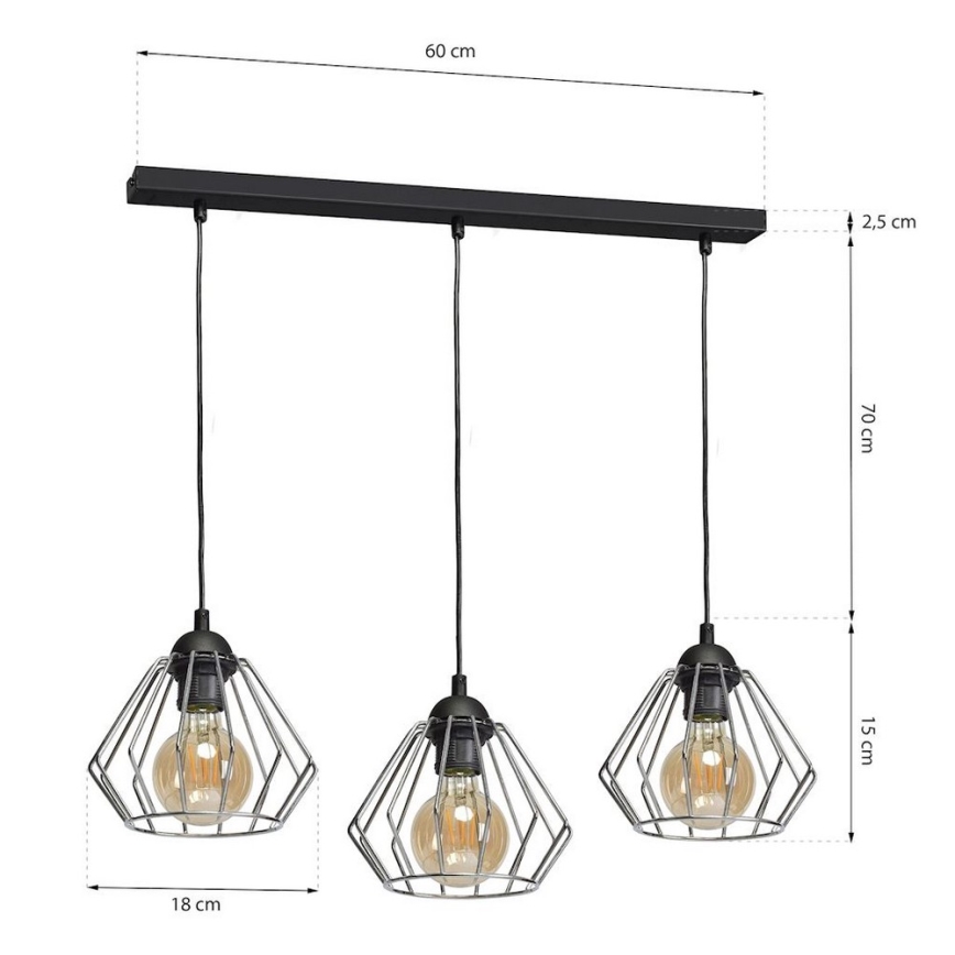 Hanglamp aan koord NORMAN 1xE27/60W/230V