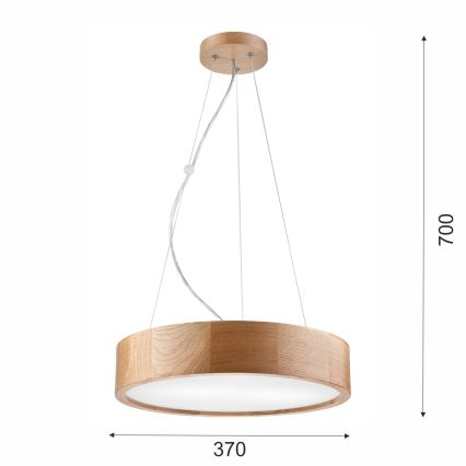 Hanglamp aan koord OAK 2xE27/60W/230V eiken ø 37 cm