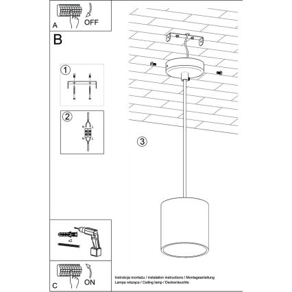 Hanglamp aan koord ORBIS 1 1xGU10/40W/230V grijs