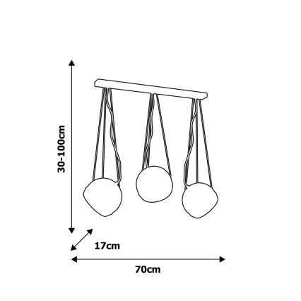 Hanglamp aan koord OVAL 3xE27/60W/230V