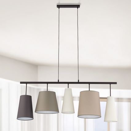 Hanglamp aan koord PEDRO 5xE27/60W/230V beige