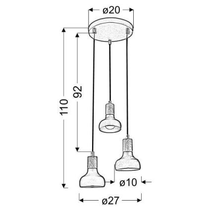 Hanglamp aan koord PUERTO 3xE14/40W/230V
