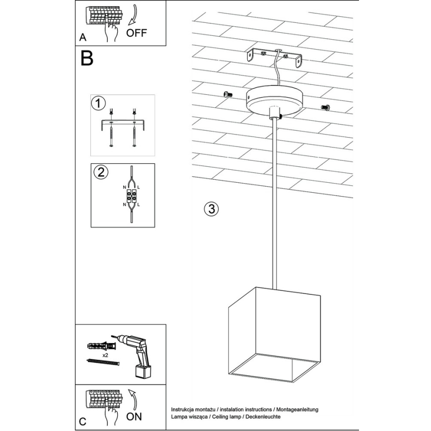 Hanglamp aan koord QUAD 1 1xGU10/40W/230V zwart