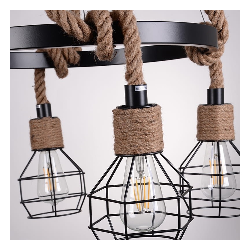 Hanglamp aan koord ROPE ALEGRA 4xE27/10W/230V