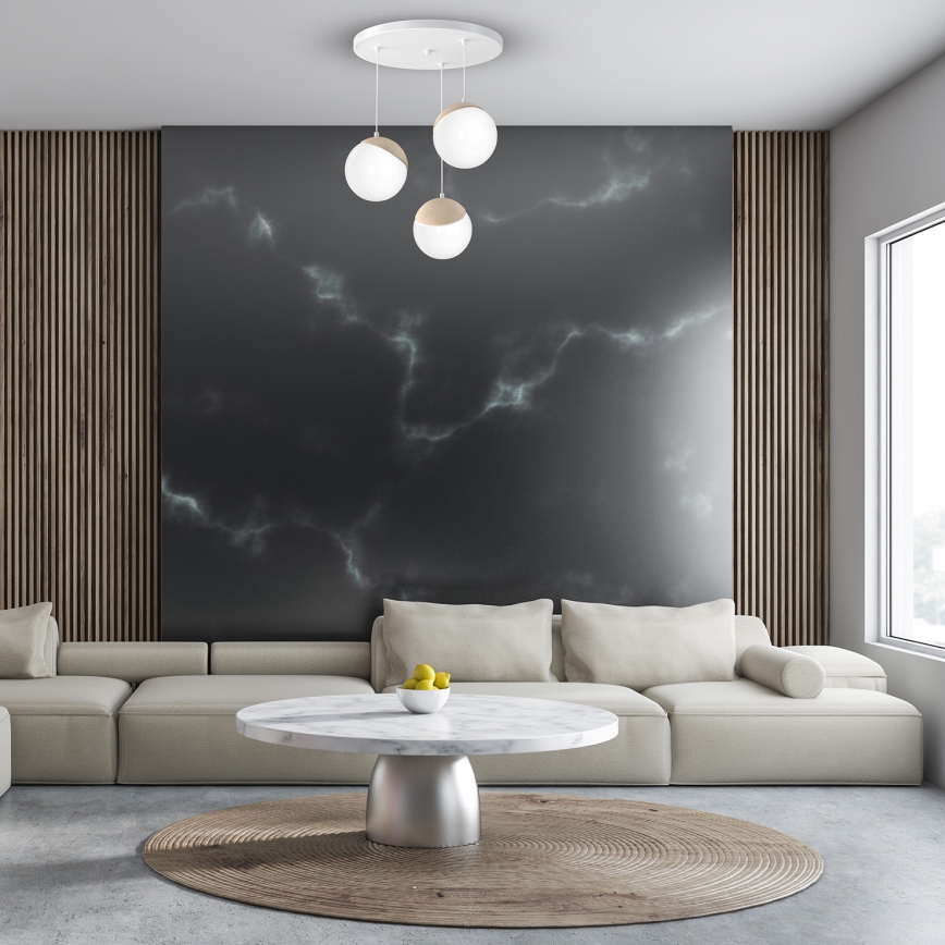 Hanglamp aan koord SFERA WOOD 3xE14/40W/230V