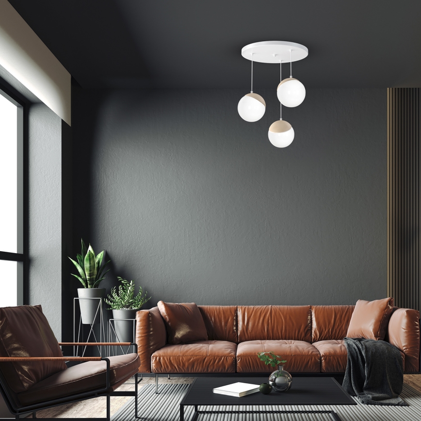 Hanglamp aan koord SFERA WOOD 3xE14/40W/230V