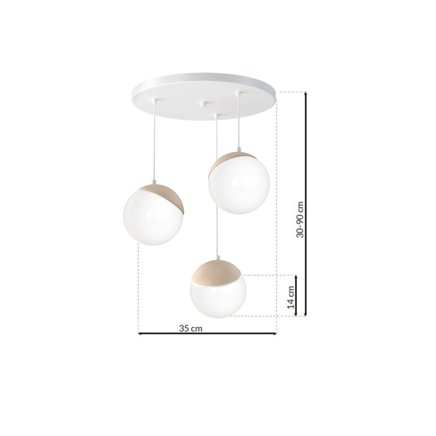 Hanglamp aan koord SFERA WOOD 3xE14/40W/230V