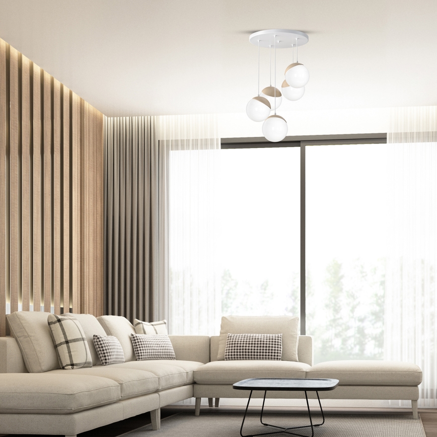 Hanglamp aan koord SFERA WOOD 5xE14/40W/230V