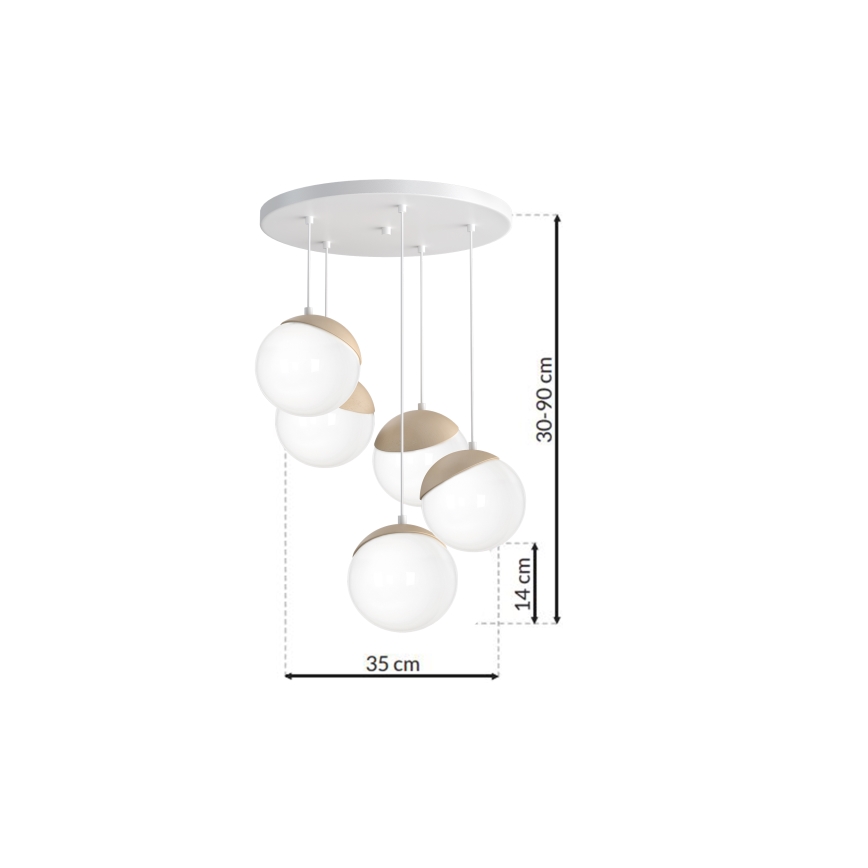 Hanglamp aan koord SFERA WOOD 5xE14/40W/230V