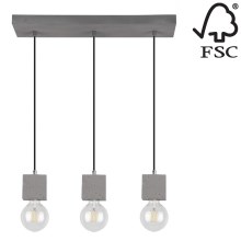 Hanglamp aan koord STRONG 3xE27/60W/230V beton - FSC-gecertificeerd