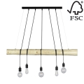 Hanglamp aan koord TRABO 5xE27/60W/230V grenen - FSC-gecertificeerd