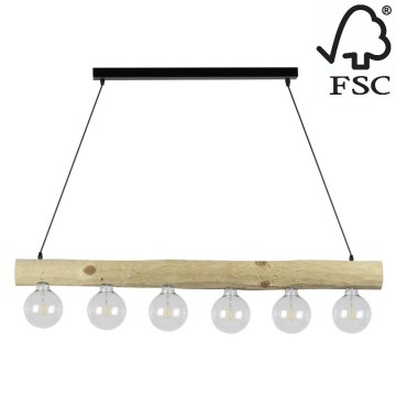 Hanglamp aan koord TRABO 6xE27/60W/230V - FSC-gecertificeerd