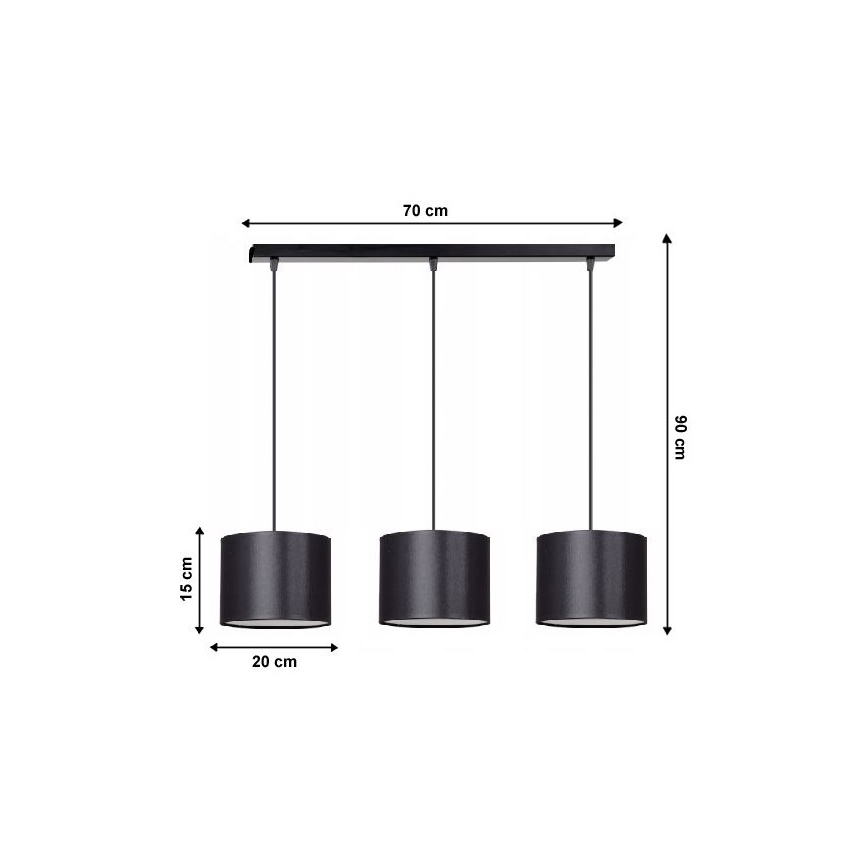 Hanglamp aan koord TUZ 3xE27/60W/230V
