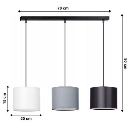 Hanglamp aan koord TUZ 3xE27/60W/230V