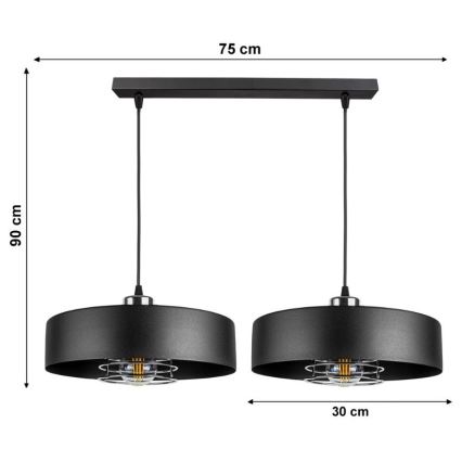 Hanglamp aan koord VEST 2x E27 / 60W / 230V