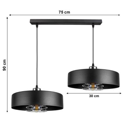 Hanglamp aan koord VEST 2x E27 / 60W / 230V