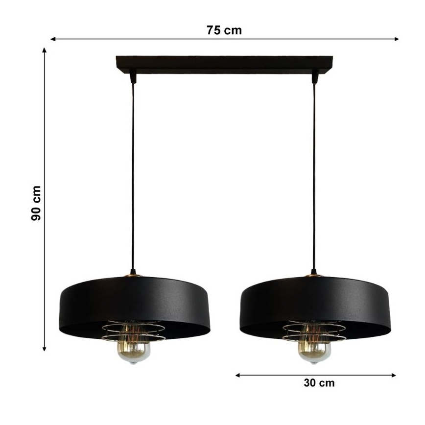 Hanglamp aan koord VEST 2x E27 / 60W / 230V