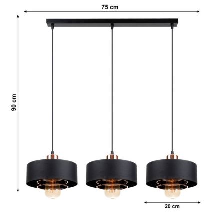 Hanglamp aan koord VEST 3xE27/60W/230V