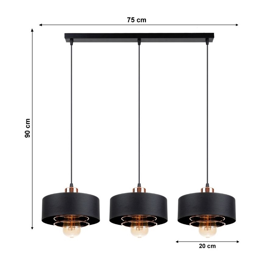 Hanglamp aan koord VEST 3xE27/60W/230V