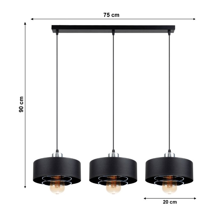 Hanglamp aan koord VEST 3xE27/60W/230V