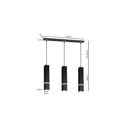 Hanglamp aan koord VIDAR 3xGU10/25W/230V