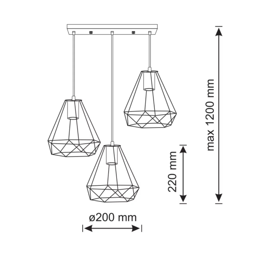 Hanglamp aan koord VIGO 3xE27/20W/230V