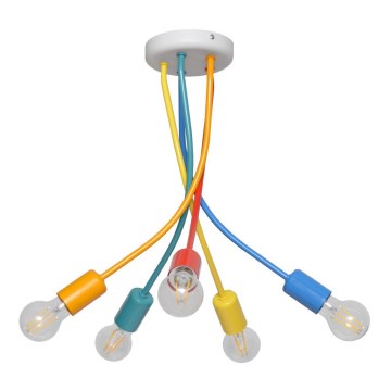 Hanglamp aan koord voor kinderkamer HARVARD 5x E27 / 15W / 230V