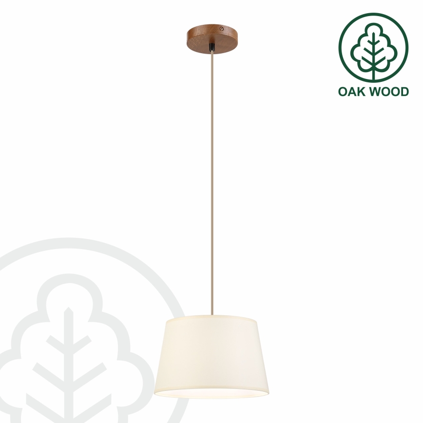 Hanglamp aan snoer AIDA 1x E27/15W/230V Ø 25 cm eiken/crème